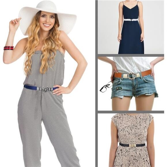 Skinny Belts for Women 5 Pack, Fashion Dress Belts Stretch Women Waist Belts main image 6